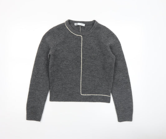 Womens UK Size S Zara Grey Pullover Jumper