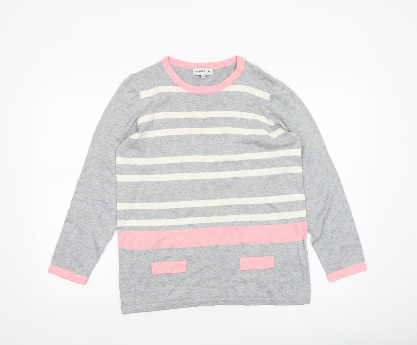 Womens UK Size L BASSINI Grey Pullover Jumper