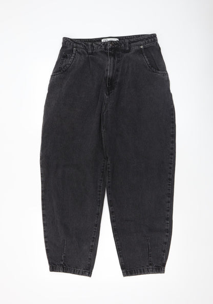 Womens UK Size M Zara Relaxed Fit Mom Black Jeans