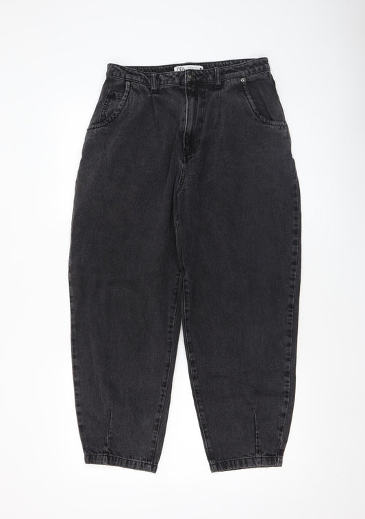 Womens UK Size M Zara Relaxed Fit Mom Black Jeans