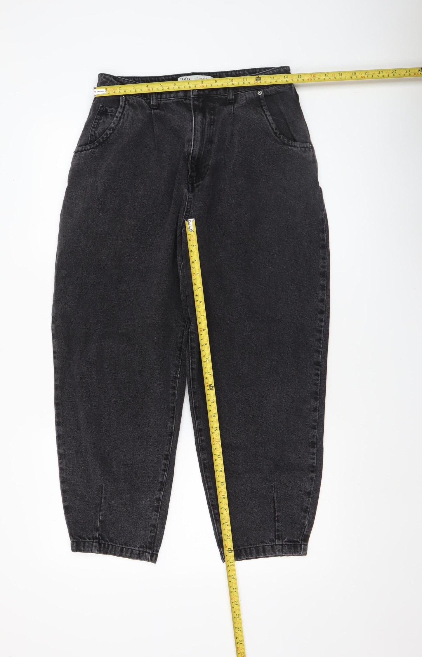 Womens UK Size M Zara Relaxed Fit Mom Black Jeans
