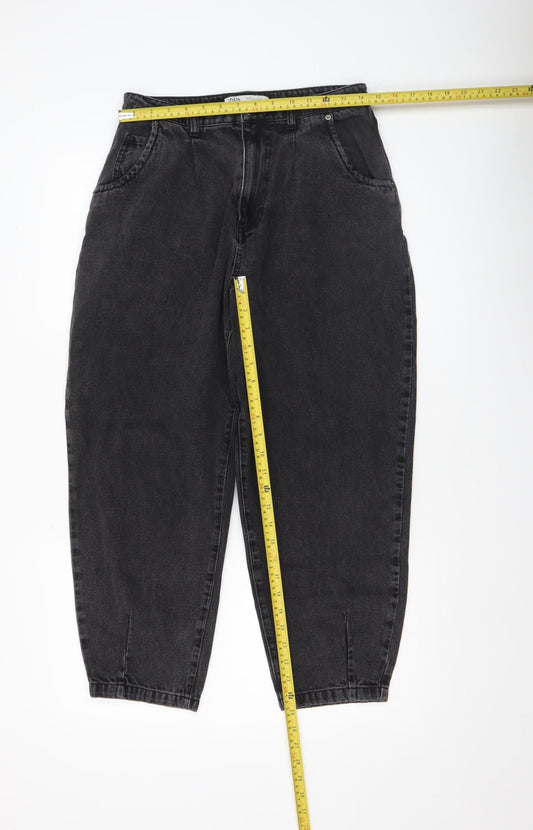 Womens UK Size M Zara Relaxed Fit Mom Black Jeans