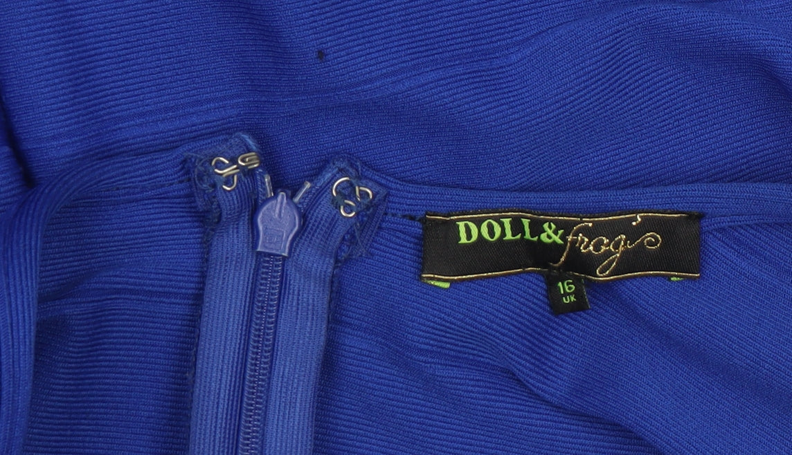 Womens UK Size 16 Doll & Frog Bodycon Dress