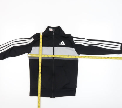 Adidas Boys Black Track Jacket 10-11 Years Full Zip Colourblock Activewear