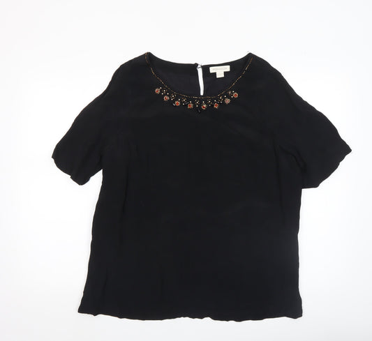 Womens UK Size 14 Monsoon Black Tunic Blouse