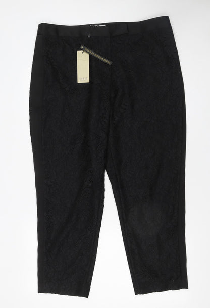 Coast Womens Black Lace Cropped Dress Pants Size 16 Elegant Evening Wear