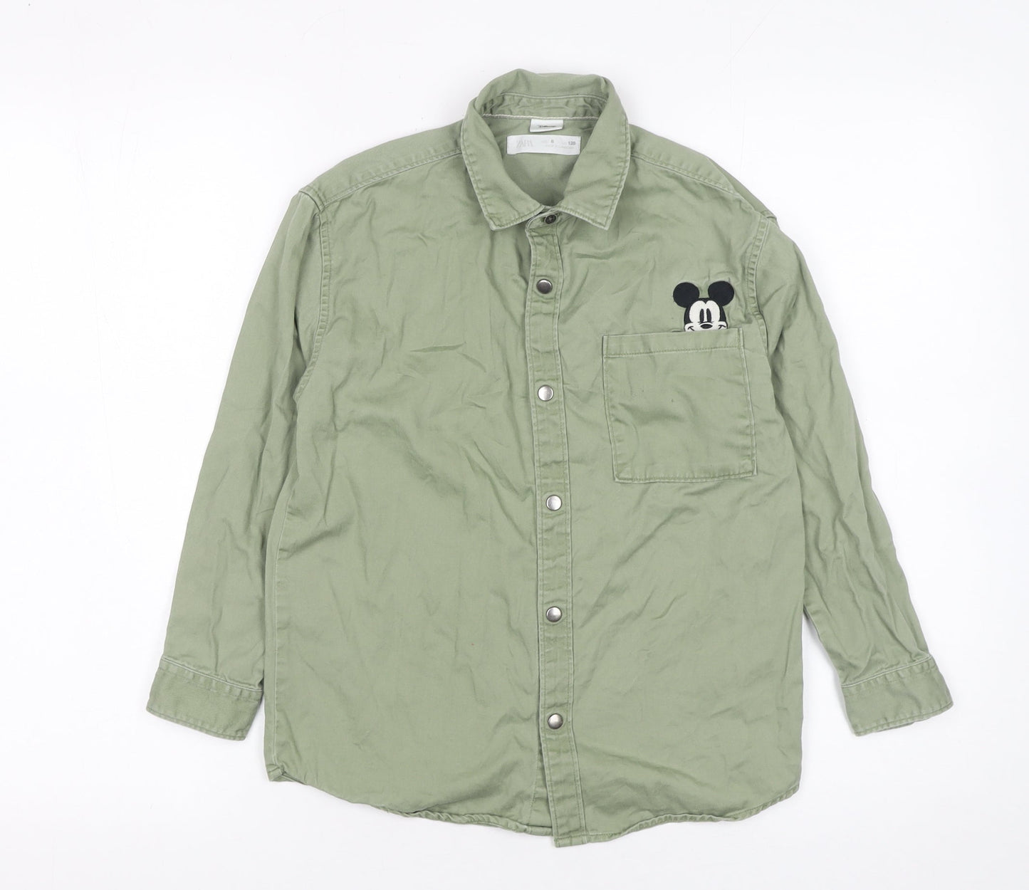 Boys UK Size 8 Years Zara Green Basic Button-Up