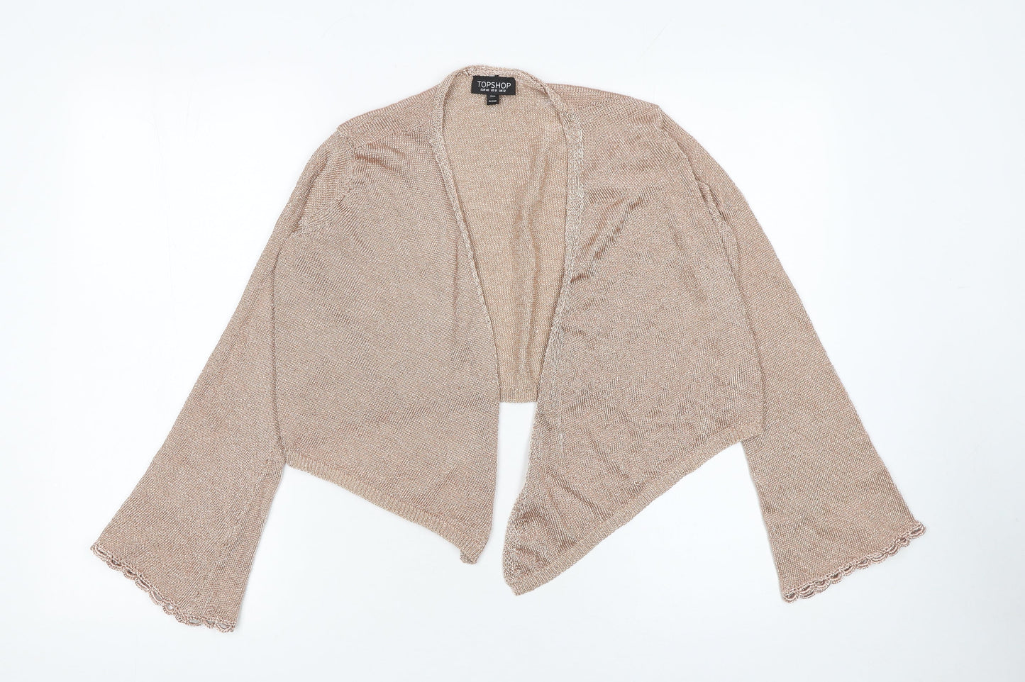 Womens UK Size 12 Topshop Beige Cropped Blouse