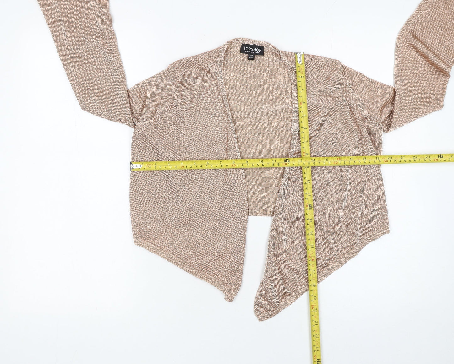 Womens UK Size 12 Topshop Beige Cropped Blouse