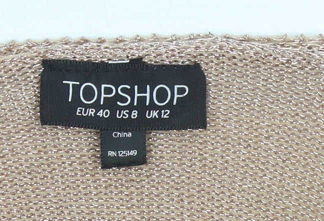 Womens UK Size 12 Topshop Beige Cropped Blouse
