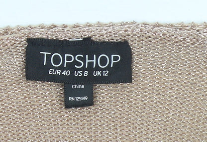 Womens UK Size 12 Topshop Beige Cropped Blouse