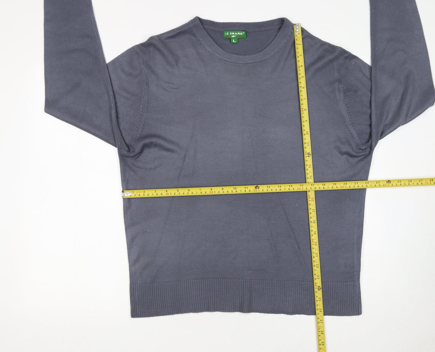 Mens UK Size L Le Shark Grey Pullover Jumper
