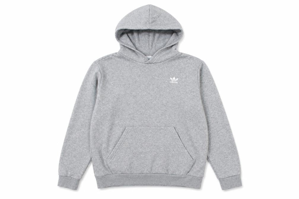 Front view of Adidas boys’ grey hoodie l 13-14 years pullover fleece sweatshirt