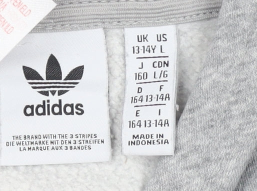Boys UK Size 13-14 Years adidas Grey Pullover Hoodie