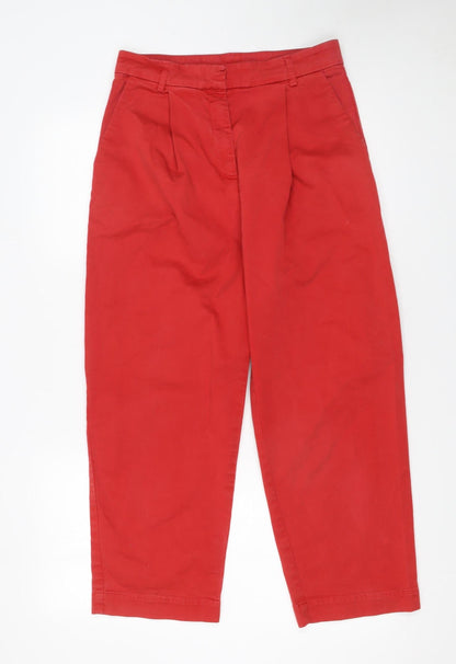 Womens UK Size S You Must Create Regular Fit Cropped Red Trousers