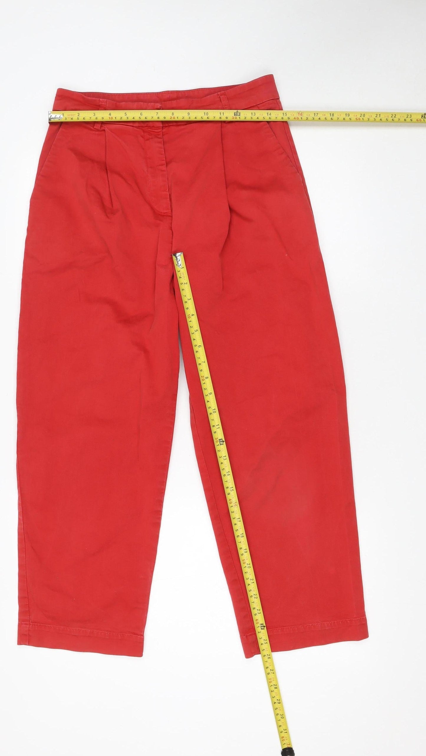 Womens UK Size S You Must Create Regular Fit Cropped Red Trousers