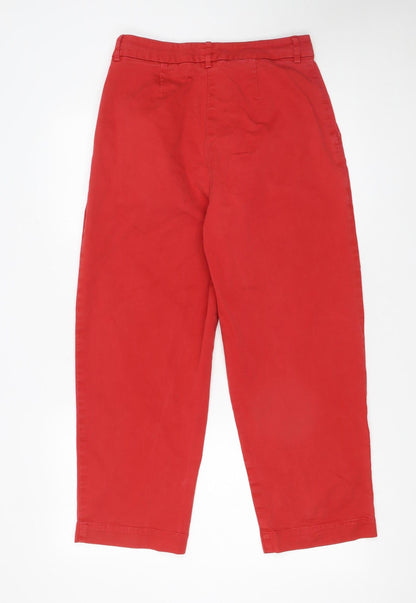 Womens UK Size S You Must Create Regular Fit Cropped Red Trousers