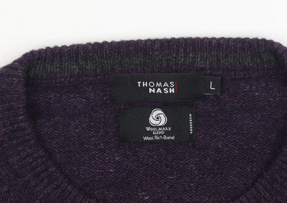 Mens UK Size L Thomas Nash Purple Pullover Jumper