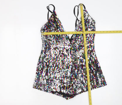 I Saw It First Womens Multicoloured Sequin Playsuit UK 12 Partywear
