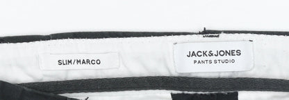 Mens UK Size M JACK & JONES Slim Fit Cargo Black Trousers