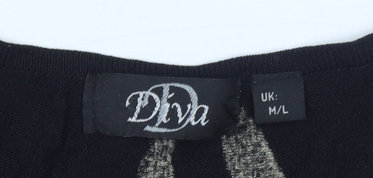 Womens UK Size M Diva Black Pullover Jumper