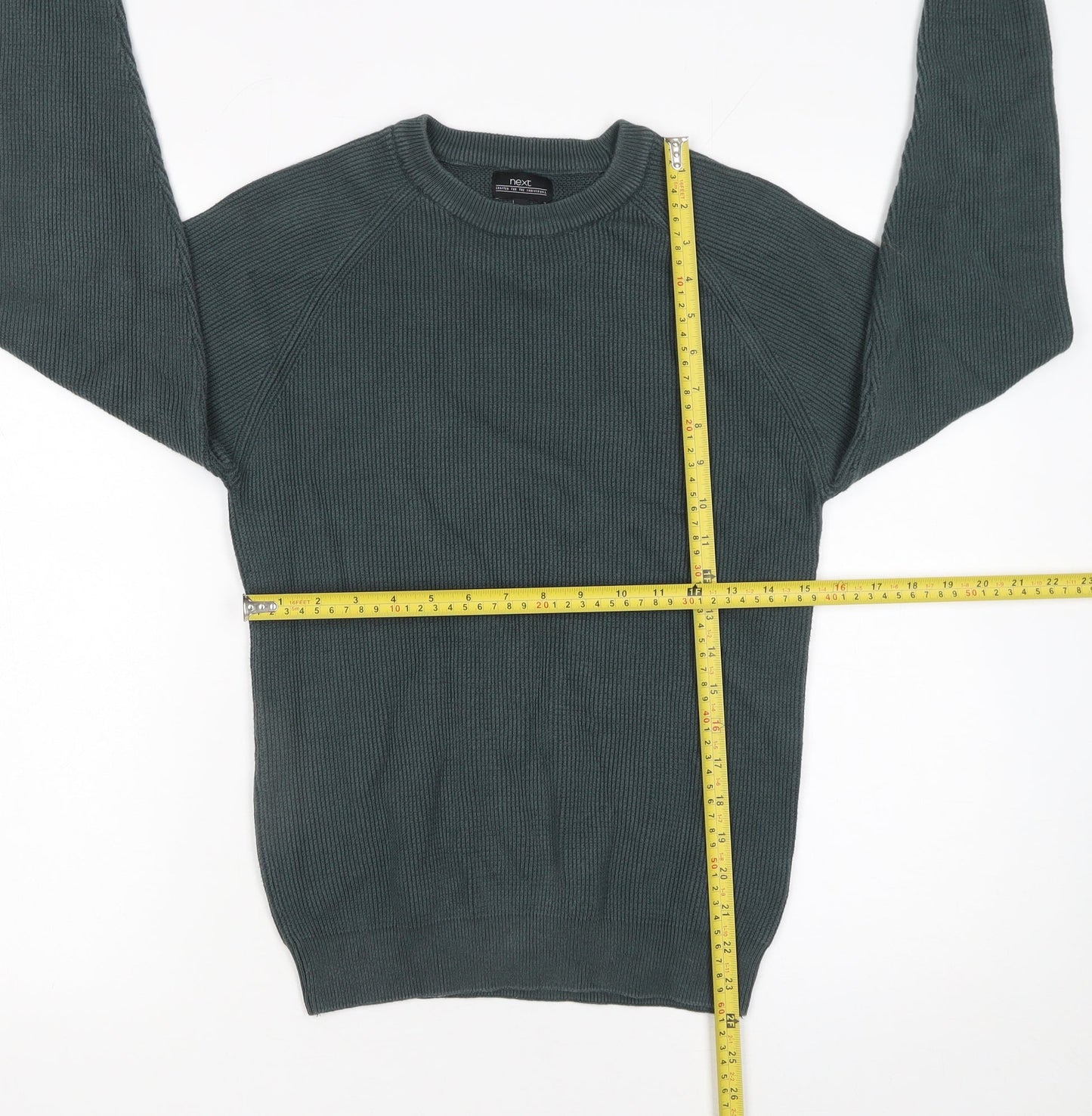 Mens UK Size S NEXT Green Pullover Jumper