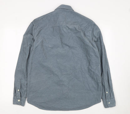 H&M Men's Blue Regular Fit Long Sleeve Cotton Button-Up Shirt M