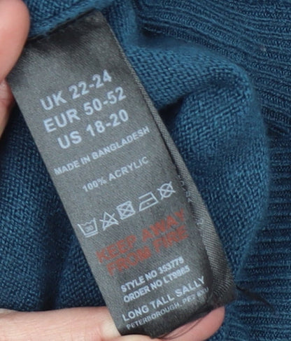 Womens UK Size 22-24 Long Tall Sally Blue Pullover Jumper