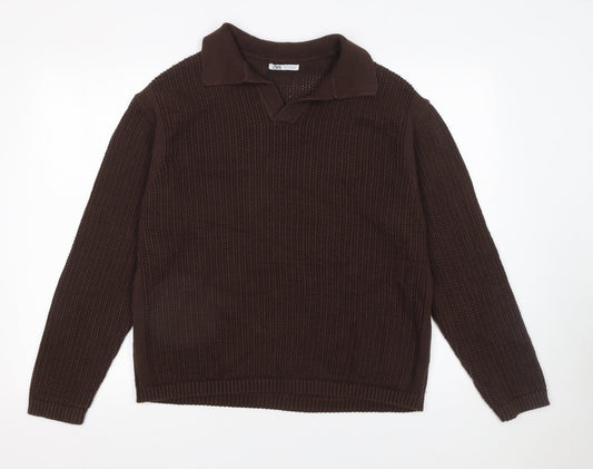 Womens UK Size XL Zara Brown Pullover Jumper