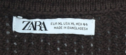 Womens UK Size XL Zara Brown Pullover Jumper