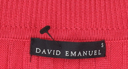 Womens UK Size S David Emanuel Red Cardigan Jumper