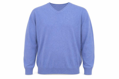 Marks & Spencer Men Blue 2XL V-Neck Cotton Pullover Jumper