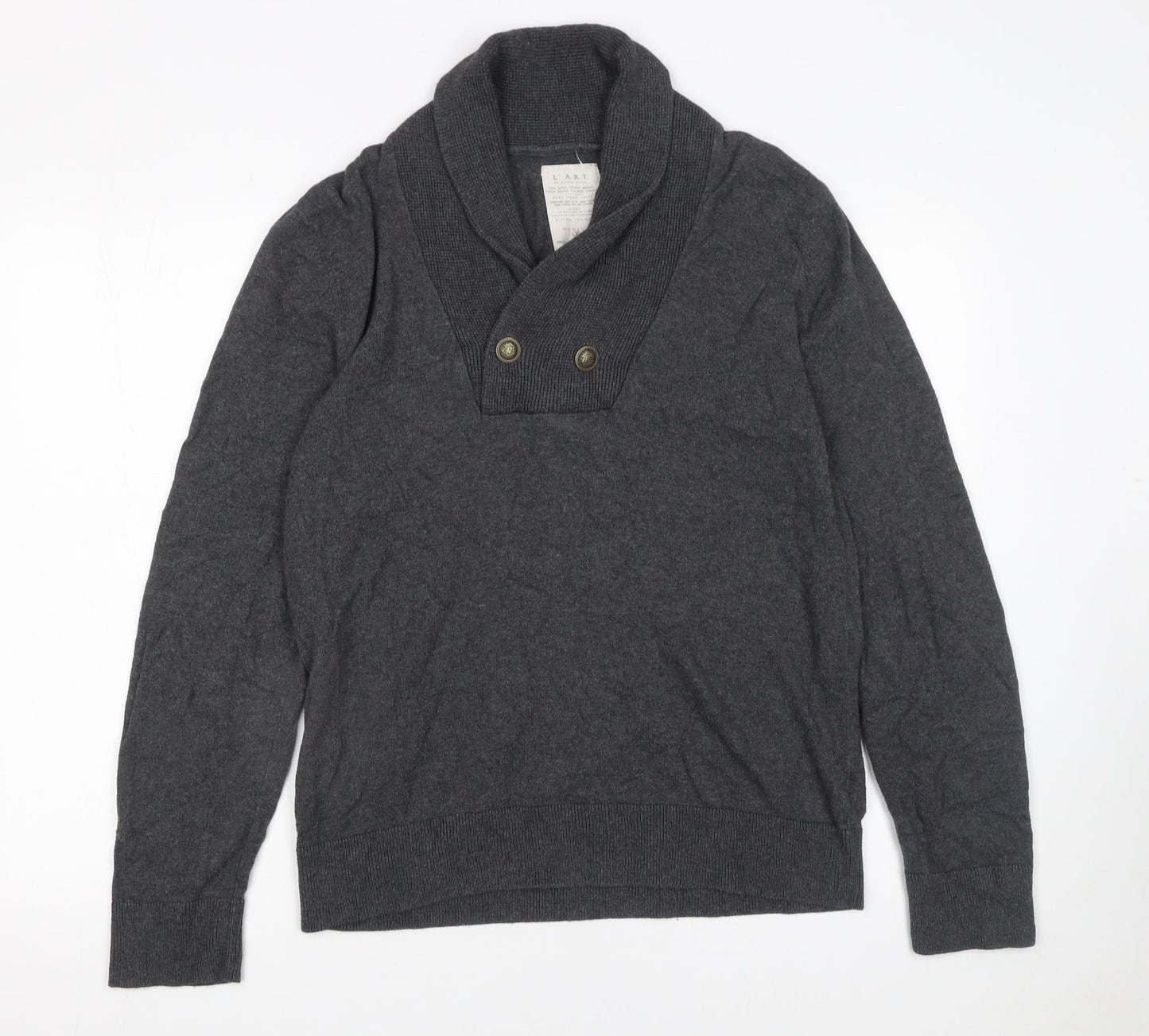 Mens UK Size M River Island Grey Pullover Jumper