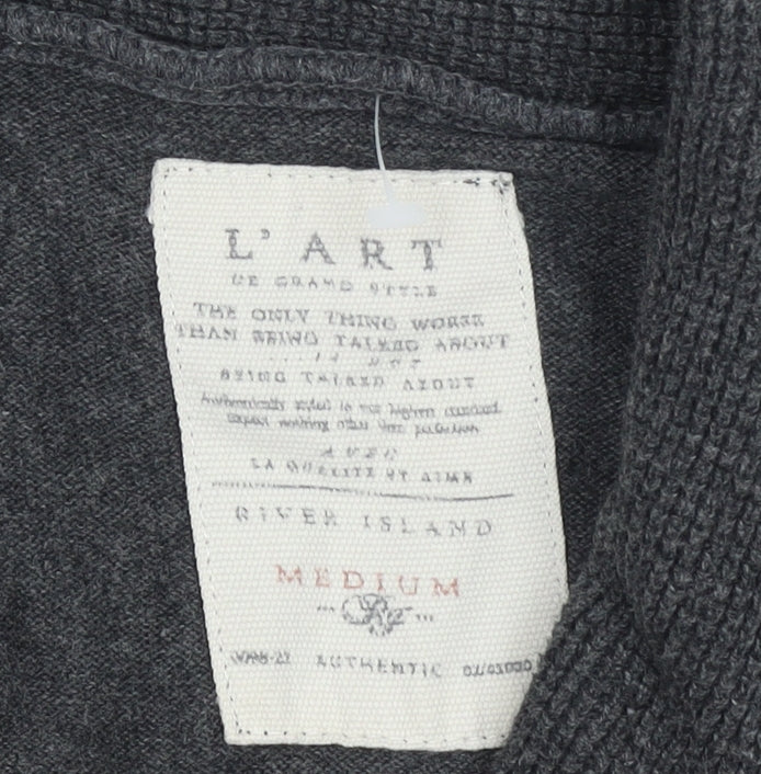 Mens UK Size M River Island Grey Pullover Jumper
