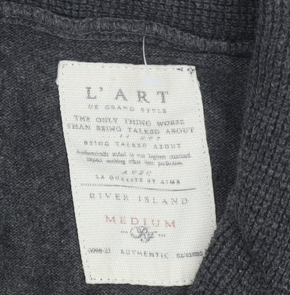 Mens UK Size M River Island Grey Pullover Jumper