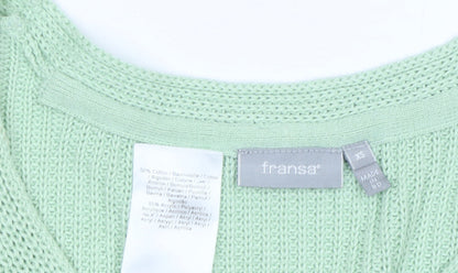 Womens UK Size XS Fransa Green Pullover Jumper