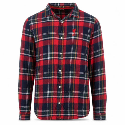 LFC Mens Red Blue Flannel Plaid Long Sleeve Button-Up Shirt Size L