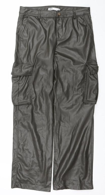 Womens UK Size 12 Zara Regular Fit Cargo Brown Trousers