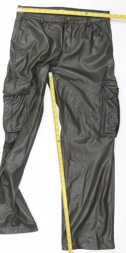 Womens UK Size 12 Zara Regular Fit Cargo Brown Trousers