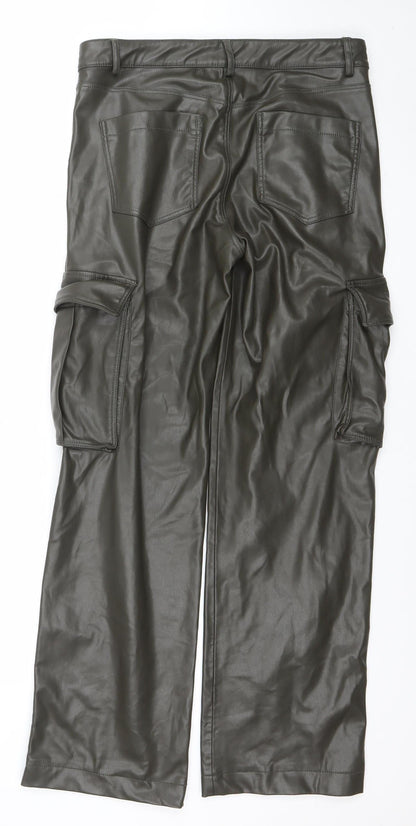 Womens UK Size 12 Zara Regular Fit Cargo Brown Trousers