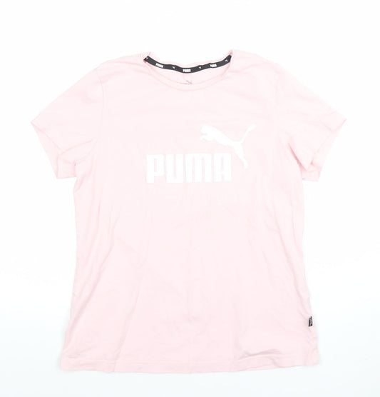 Womens UK Size M PUMA Pink Basic T-Shirt