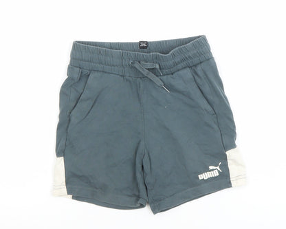 Puma Boys Blue Athletic Shorts 9-10 Years Drawstring Elastic Waist