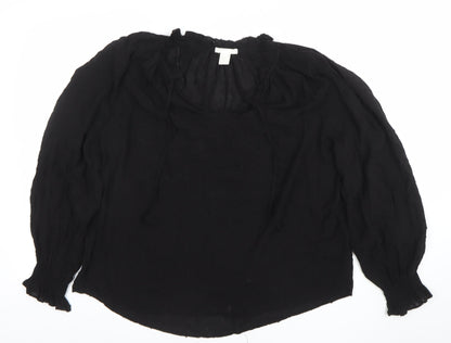 Womens UK Size 10 H&M Black Bohemian Blouse