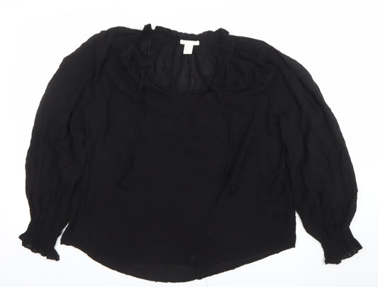 Womens UK Size 10 H&M Black Bohemian Blouse