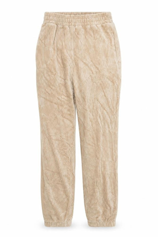 H&M Women Beige XS Velour Jogger Trousers Elastic Waist Soft Lined