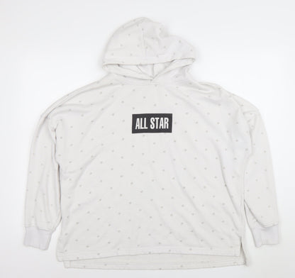 Womens UK Size L Converse White Pullover Hoodie
