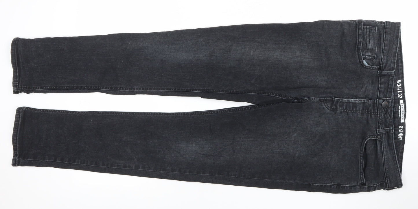 Mens UK Size L D.Co Certified Slim Fit Skinny Black Jeans