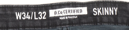 Mens UK Size L D.Co Certified Slim Fit Skinny Black Jeans