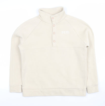 Womens UK Size XS Diesel Beige Henley Sweatshirt