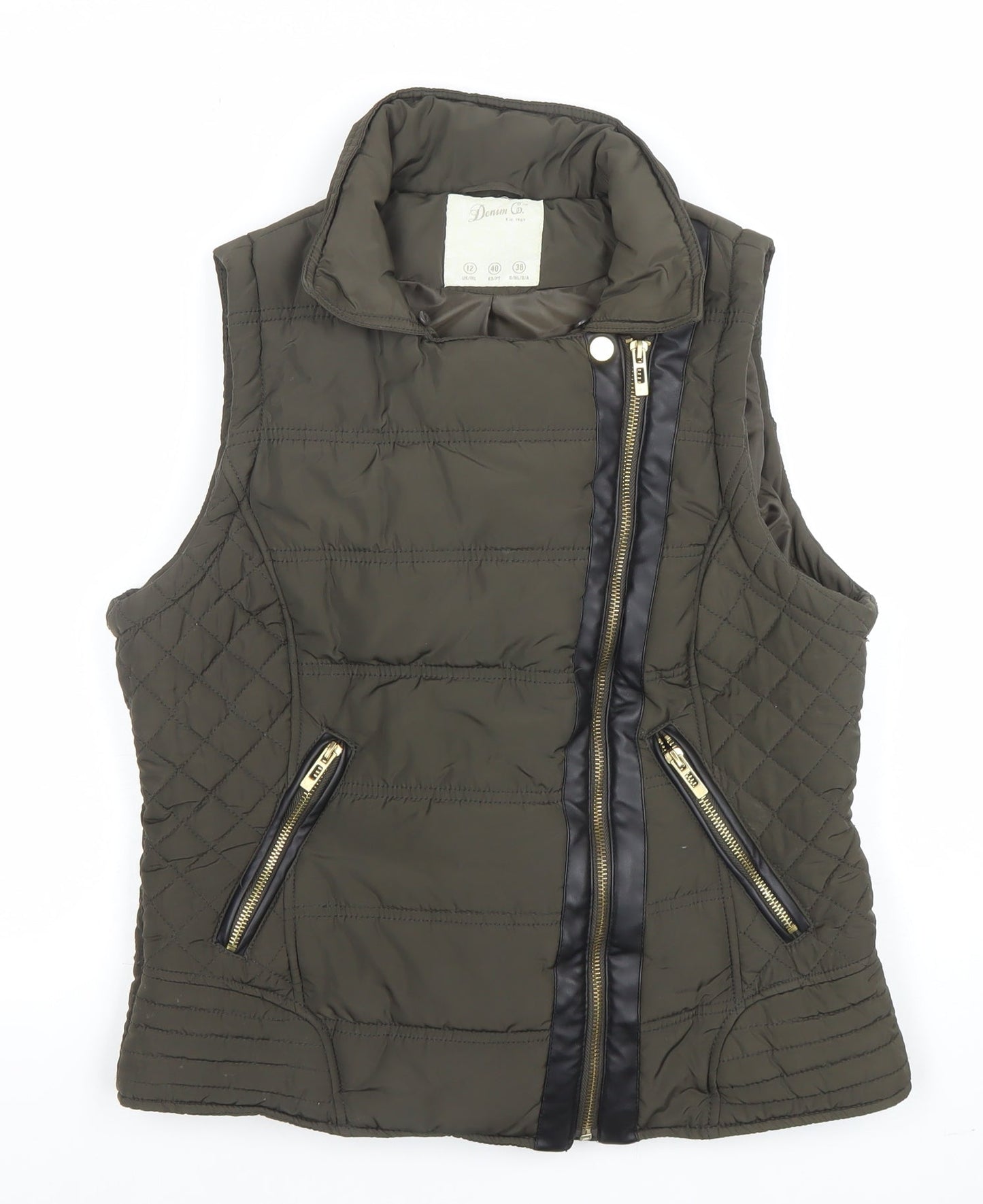 Womens UK Size 12 Denim Co Green Quilted Coat